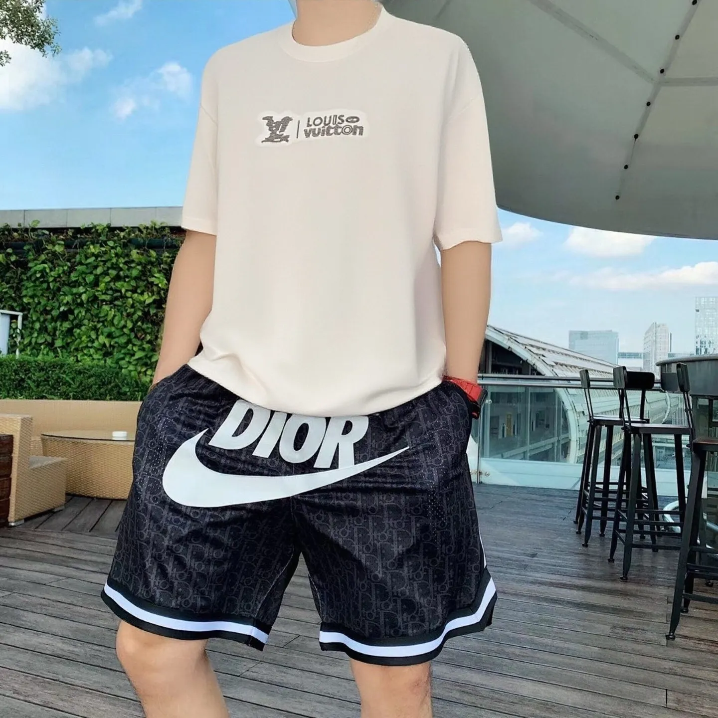 Louis Vuitton/Louis Vuitton cloud letter logo short sleeves